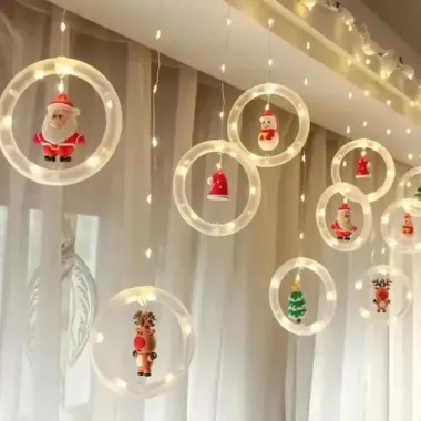 Гирлянда штора “Круги и шары” 3м теплый белый свет