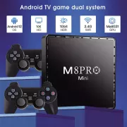 Игровая андроид ТВ приставка с Android TV + 2 джойстика M8PRO Mini ретро консоль PS1, Dendy, Sega