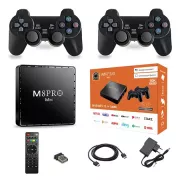 Игровая андроид ТВ приставка с Android TV + 2 джойстика M8PRO Mini ретро консоль PS1, Dendy, Sega
