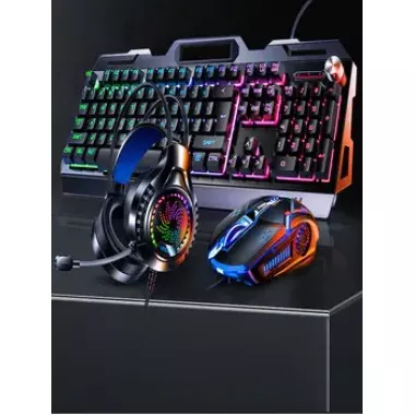 Игровой комплект клавиатура и мышь наушники коврик 4в1 Linmoni TF-400 Kit с RGB подсветкой для геймеров