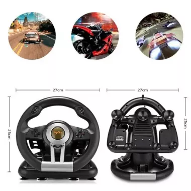 Игровой руль PXN V3 Pro с педалями и двойной вибрацией для ПК на присосках Черный Игровой руль PXN V3 Pro с педалями и двойной вибрацией для ПК на присосках Черный