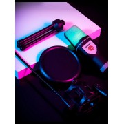Игровой микрофон для ПК и приставки с RGB подстветкой / Микрофон конденсаторный с поп-фильтром на подставке для блоггеров