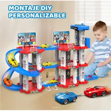 Игрушечный трек парковки Childrens Rail Car MH2004 Щенячий патруль 75 деталей 3 машинки