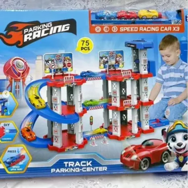 Игрушечный трек парковки Childrens Rail Car MH2004 Щенячий патруль 75 деталей 3 машинки