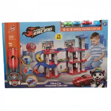 Игрушечный трек парковки Childrens Rail Car MH2004 Щенячий патруль 75 деталей 3 машинки