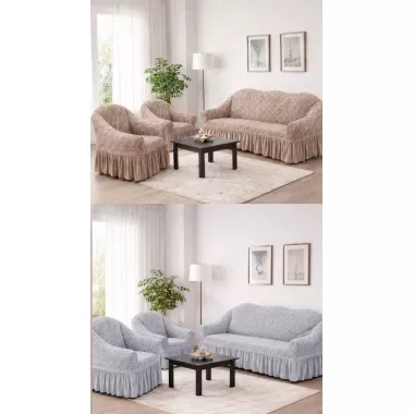 Жаккардовый турецкий чехол на диван и два кресла, универсальный натяжной чехол, накидка на диван