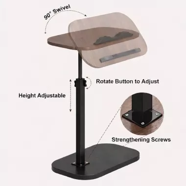 Журнальный столик с регулировкой высоты и оборотом 360° с наклоном Темное-дерево