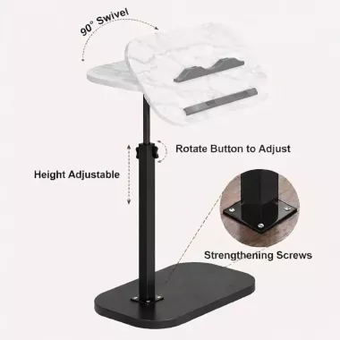 Журнальный столик с регулировкой высоты и оборотом 360° с наклоном Мрамор