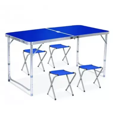 Стол туристический складной для пикника для рыбалки+ 4 стула 120*60*70 Коричневый Folding Table