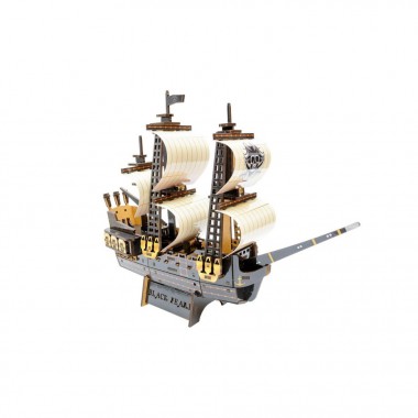 Деревянный 3D конструктор Пиратский корабль Puz-00928, 196 деталей