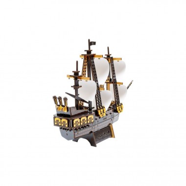 Деревянный 3D конструктор Пиратский корабль Puz-00928, 196 деталей