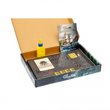 Деревянный 3D конструктор Пиратский корабль Puz-00928, 196 деталей