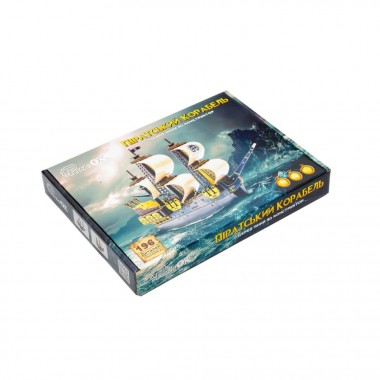 Деревянный 3D конструктор Пиратский корабль Puz-00928, 196 деталей