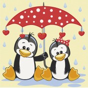 Картина по номерам. Art Craft Пингвины под зонтиком 30х30 см 15543-AC
