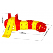 Дитяча Гірка з тунелем DOLONI-TOYS 01470 /, 3 різних кольори  Червоно-жовта