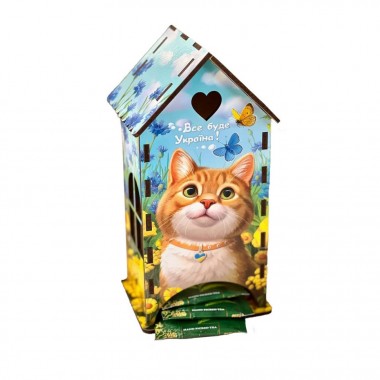Чайный домик Рыжий котик Ubumblebees (ПСФ156) PSF156 деревянный