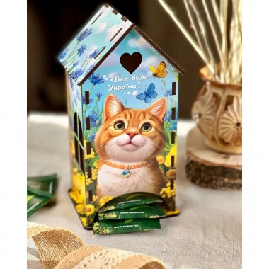 Чайный домик Рыжий котик Ubumblebees (ПСФ156) PSF156 деревянный