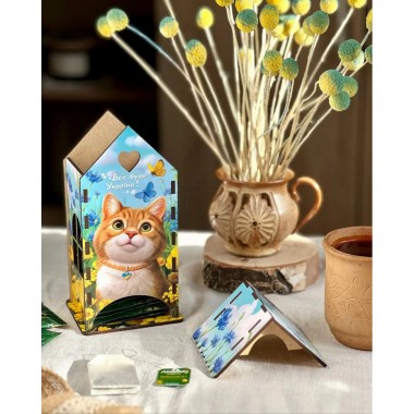 Чайный домик Рыжий котик Ubumblebees (ПСФ156) PSF156 деревянный