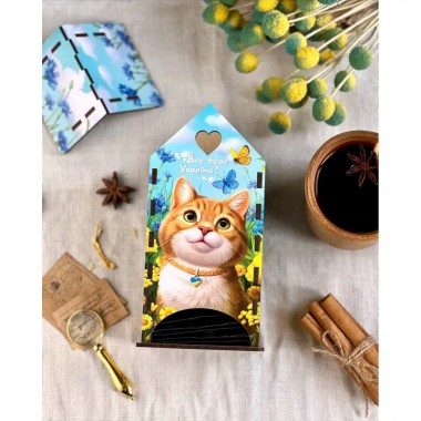 Чайный домик Рыжий котик Ubumblebees (ПСФ156) PSF156 деревянный