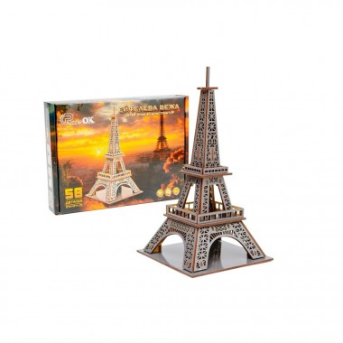 Деревянный 3D конструктор Эйфелева башня Puz-00925, 58 деталей