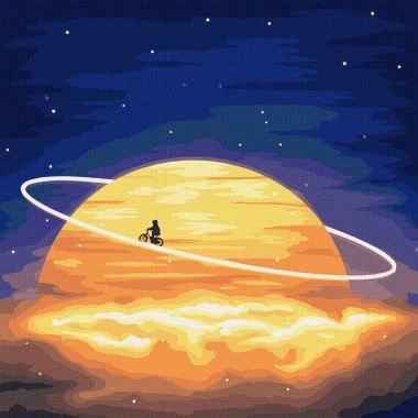 Картина по номерам Вокруг сатурна с красками металик Идейка KHO9546 50х50 см