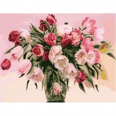 Картина по номерам Идейка Букеты Тюльпаны в вазе 40*50см KHO1072