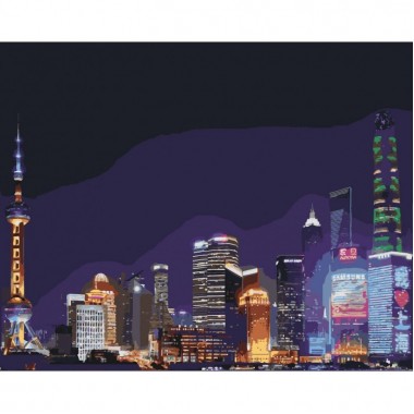 Картина по номерам. Городской пейзаж Ночной Шанхай KHO3507, 40*50 см