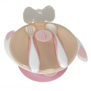 Тарілка на присосці з ложкою та виделкою MGZ-0109(Peach) 350 мл