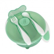 Тарілка на присосці з ложкою та виделкою MGZ-0109(Mint) 350 мл