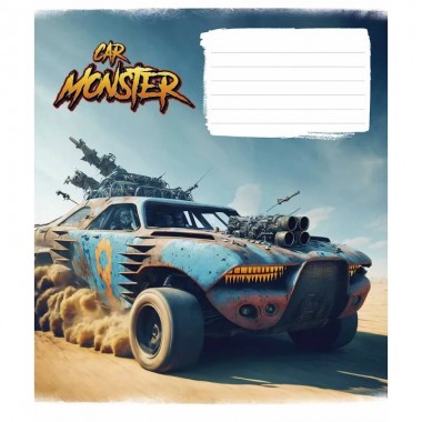 Тетрадь ученическая "Monster cars" 012-3243K-4 в клетку, 12 листов