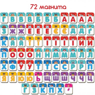 Детский набор магнитов Щенячий патруль Азбука Magdum ML4034-12