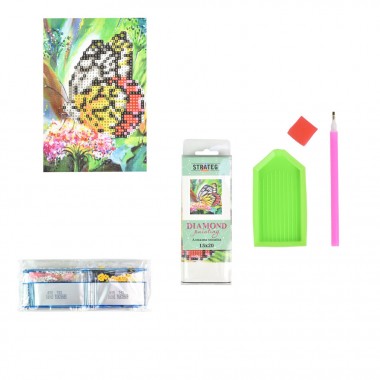 Алмазная мозаика без подрамника "Бабочка" YAB28689, 10х15 см