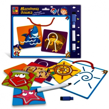 Магнітна дошка з трафаретом "Пиши-витирай. Пірати" Vladi Toys VT3601-14