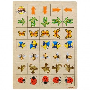 Деревянная настольная игра Укажите направление - 2 Ubumblebees (ПСФ007) PSF007 пазл-сортер