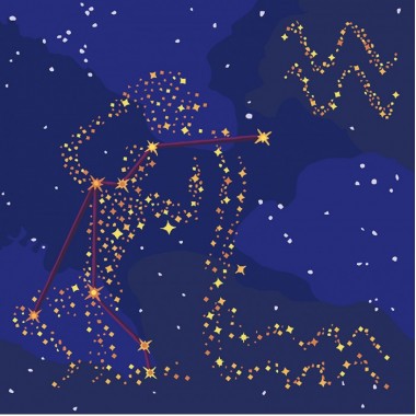 Картина по номерам Идейка Звездный знак Водолей с краской металлик 50*50см KH9509