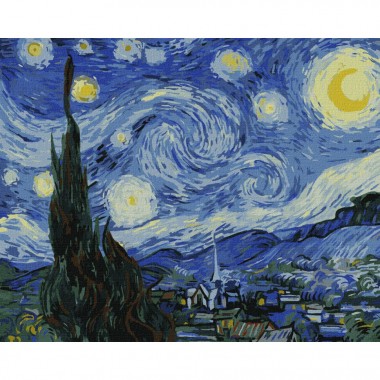 Картина по номерам Звездная ночь ©Винсент Ван Гог Идейка KHO2857 40х50 см