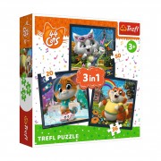 Дитячі пазли 3 в 1 44 кота