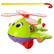 Каталка вертолёт 0368 на палке  ( 0368(Green) на палке 41см, вертолет,звук,вращ.винт,высов.язык,в кульке, 22-21-13см)