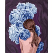 Картина по номерам. Rainbow Art Девушка с голубыми пионами GX39364-RA