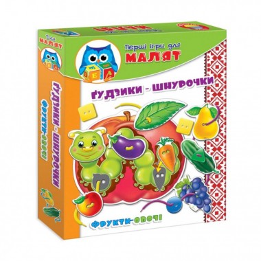 Малыш. Шнуровка+пуговка Vladi Toys Фрукты-Овощи VT1307-12 (укр.)