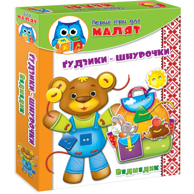 Малыш. Шнуровка+пуговка Vladi Toys Медвежонок (укр.) VT1307-11