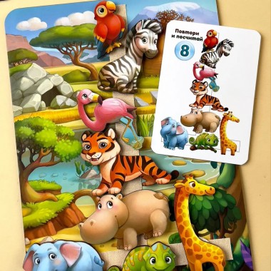 Деревянная настольная игра Повтори по схеме - Африка Ubumblebees (ПСД178) PSD178 на липучках