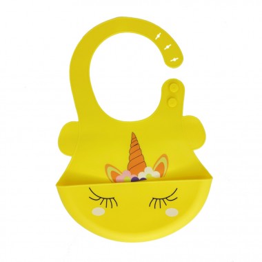Слюнявчик силиконовый Единорог MGZ-0615(Yellow) с карманом