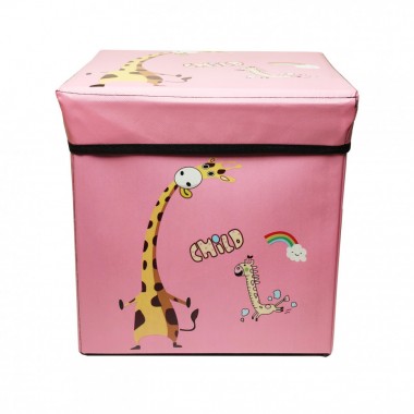 Корзина-сундук для игрушек CLR606 с крышкой, 35*35*50 см (Розовый)