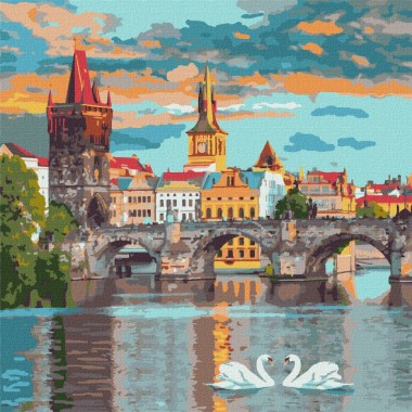 Картина за номерами "Вечірня Прага" Ідейка KHO3616 40х40 см
