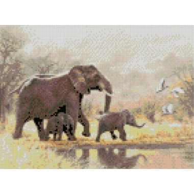 Алмазная мозаика «Семья слонов Strateg HX321 30х40 см