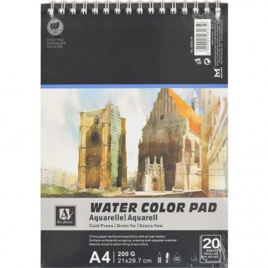 Альбом для акварели Water Color Pad 6003-W, А4, 20 листов 200 г/м²