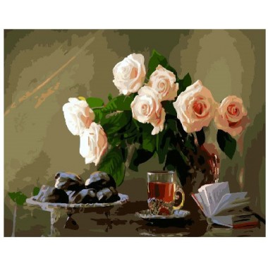 Картина по номерам Brushme Бежевые розы на столе GX25827