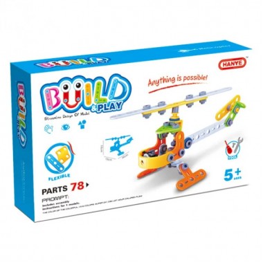 Конструктор Build&Play Вертолет HANYE J-7710, 78 элемента