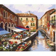 Картина по номерам Идейка Городской пейзаж Цветочный рынок 40х50см KHO2191